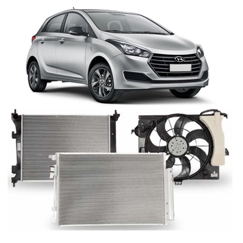 KIT RADIADOR CONDENSADOR VENTOINHA HYUNDAI HB20 1.0 1.6 MANUAL 2012 A 2019 DENSO