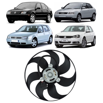 ELETROVENTILADOR MAIOR AUDI A3 VOLKSWAGEN BORA GOLF NEW BEETLE 1999 A 2013 POLO 2003 A 2006 7 PAS 3 PINOS MOTOR LARGO 100MM MULTIQUALITA