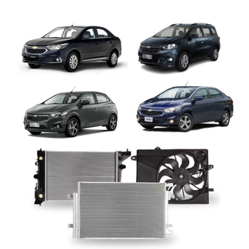 KIT RADIADOR CONDENSADOR VENTOINHA CHEVROLET ONIX PRISMA COBALT 2017 A 2019 SPIN 2019 A 2024 AUTOMATICO 1.0 1.4 1.8 DENSO