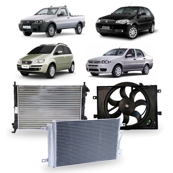 KIT RADIADOR CONDENSADOR VENTOINHA FIAT PALIO SIENA STRADA 2008 A 2015 FIRE COM AR DENSO SISTEMA BEHR