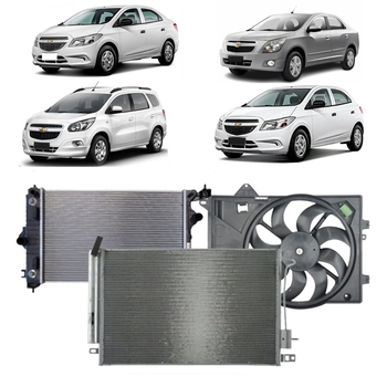 KIT RADIADOR CONDENSADOR VENTOINHA CHEVROLET ONIX PRISMA 2012 A 2016 COBALT 2012 A 2015 SPIN 2012 A 2018 AUTOMATICO 1.0 1.4 1.8 DENSO